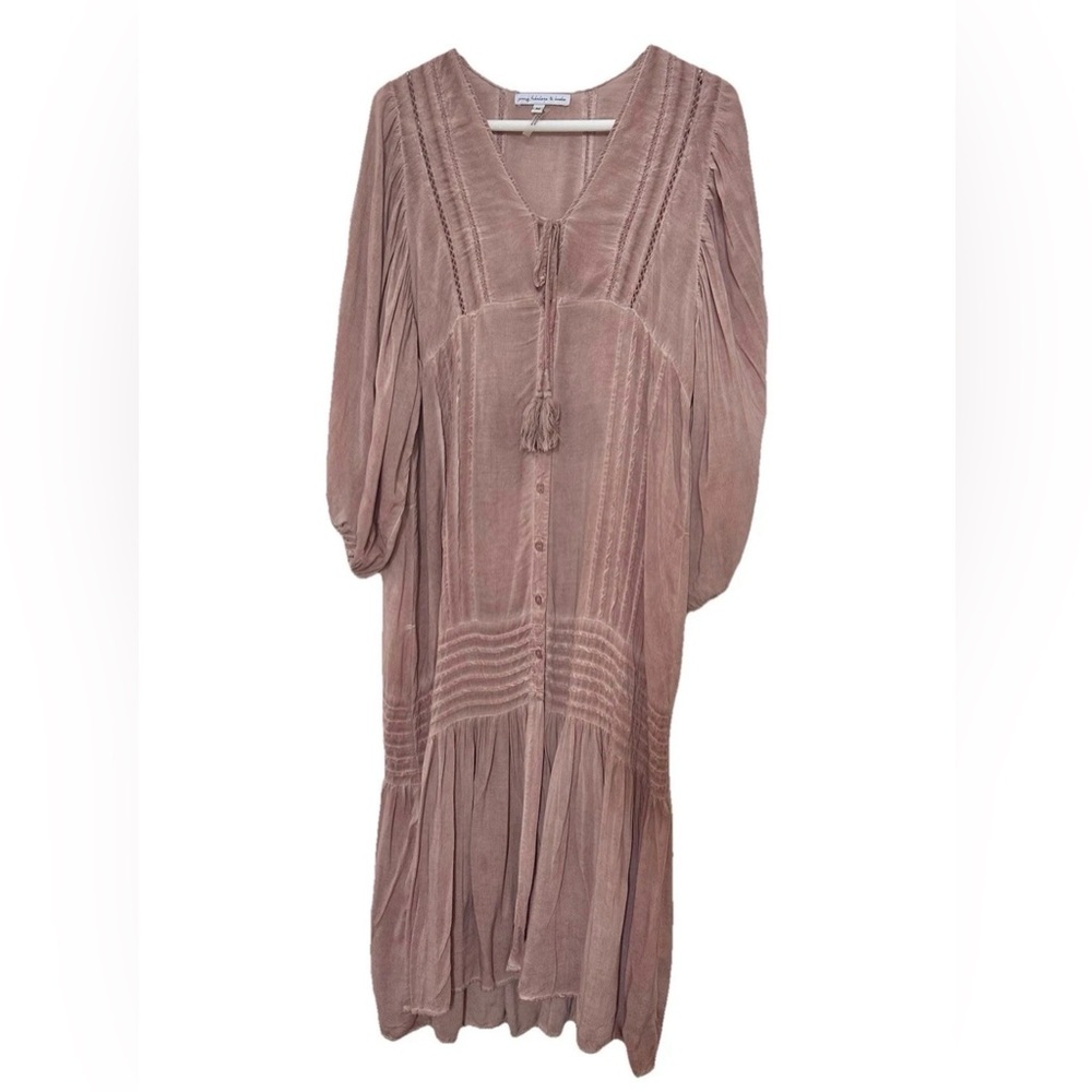 YFB Joplin Drop Waist Midi Dress-M-Dusty Rose Boho Ethereal Cottagecore Prairie
